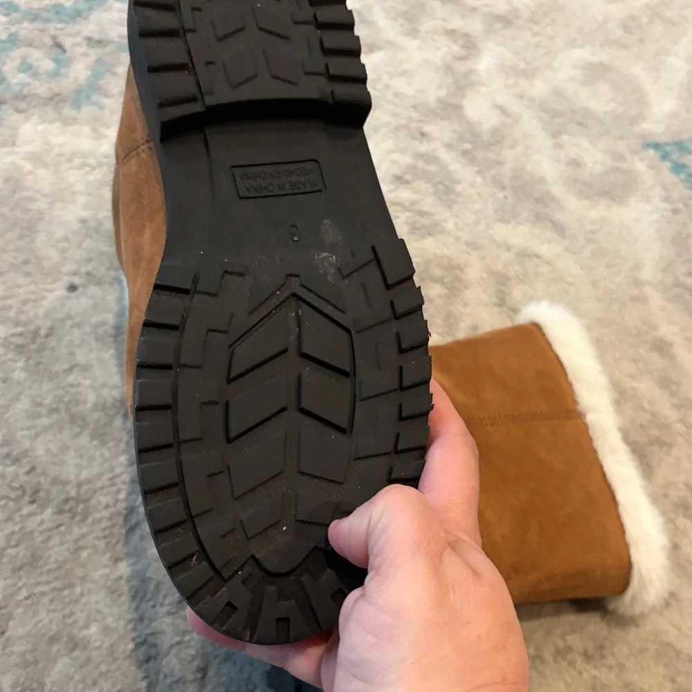 Kids Tan Boots with Faux Fur Trim